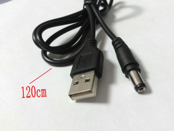 2pcs 120cm câble USB 2.0 A vers 5.5mm x 2.1mm DC Barrel Connector Jack Power