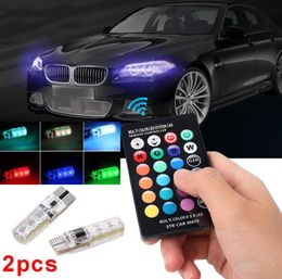 2 stuks 12V LED-autolicht met afstandsbediening T10 5050 SMD RGB Auto-interieur Dome Wedge Strobe Lampen Carstyling 20182265291
