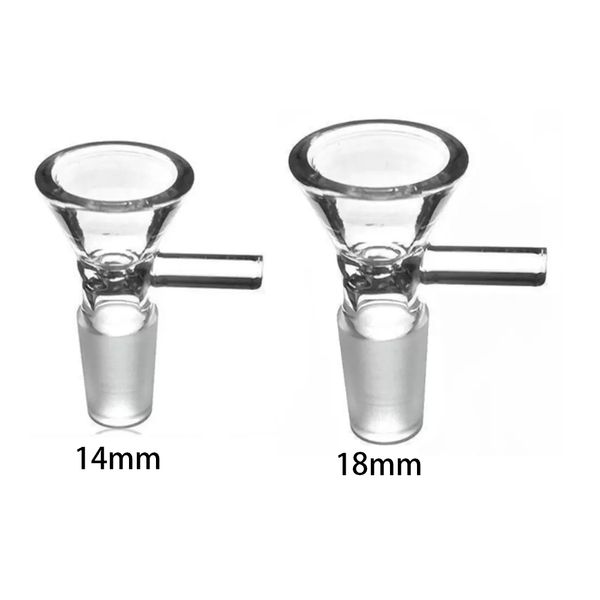 2PCS 14mm 18mm Cuenco de vidrio de flor de hierba seca masculina con mango Accesorio de herramienta para fumar Bong