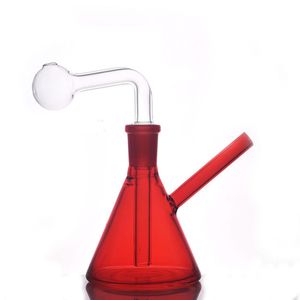 2pcs 14 mm Femelle Bang de brûleur d'huile Bongs Hobelah Pyrex Triangle de pyrex Recycleur Recycler Bong de bécher en tête