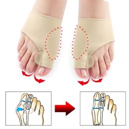 2pcs = 1 Corrector de dedo del dedo del pie ortesis para pies de pie de pie Ajustador de pulgar Ajustador Corrección de pedicura suave Bunión Bunión