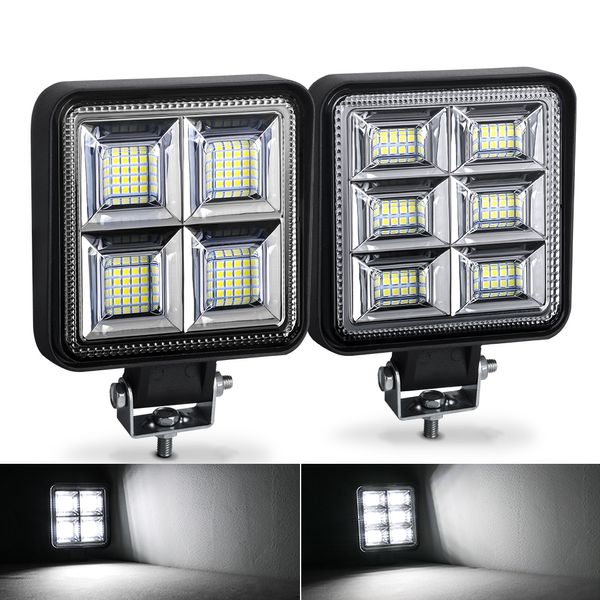 2 pièces/1PC 192W 144W LED lampe de travail carré LED barre lumineuse de travail pour tout-terrain SUV ATV tracteur bateau camions 4x4 projecteur 12V 24V blanc