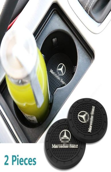 2pcs 2,75 pouces durs du logo Mercedes durs du support de voyage auto insert anti-glissement