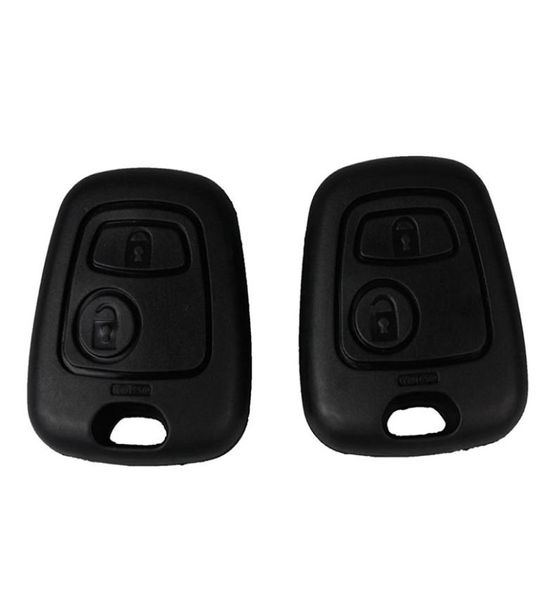 2pcs 2 bouton clés à distance de la clé non coupée Clé de la lame de la lame de la lame FOB FOB COUVERTURE DE REMPLACEMENT CITROEN C1 C4 Peugeot 107 207 307 407 206 306 402978328