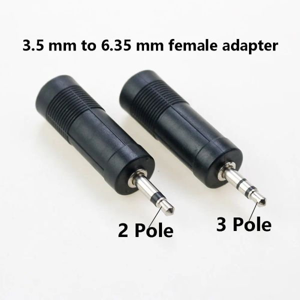 2pcs 2 polos mono / 3 polos adaptador de enchufe de gato estéreo 3.5 mm masculino a 6.35 mm Adaptador de audio femenino