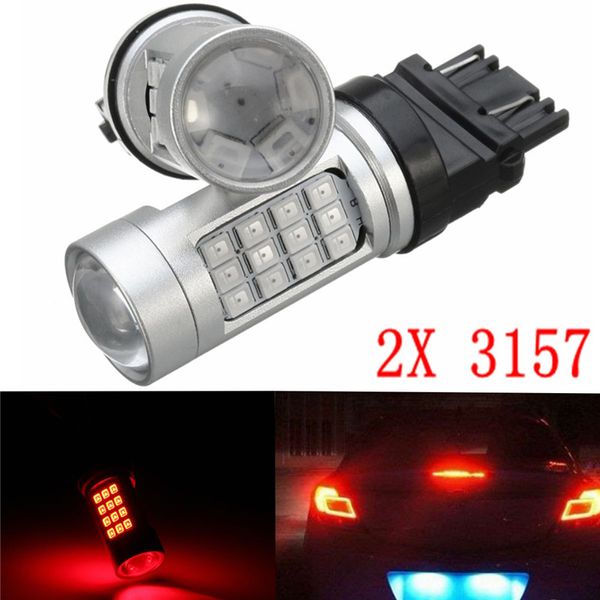 Freeshipping 2Pcs 3157 Rouge LED Clignotant Stroboscopique Lumières Clignotants Alerte Arrière Frein De Sécurité Queue Arrêt Feux De Voiture