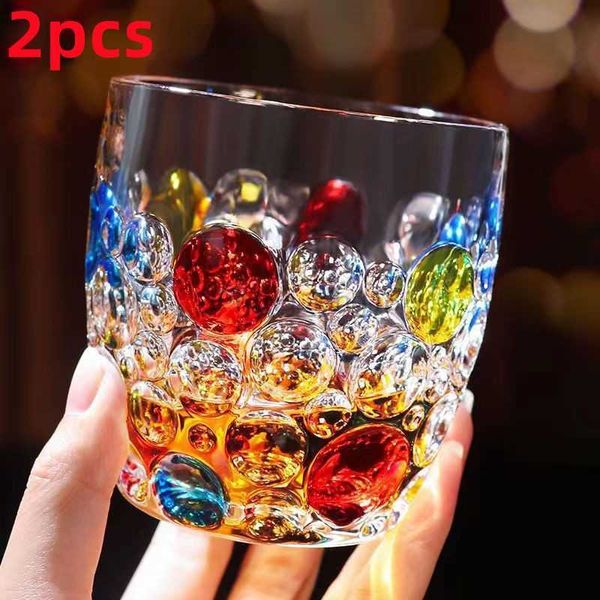 2 pcs 320 ml Italie Zecchin Conception Cristal Couleur Whisky Tasse Café Gobelet Gothique Dazzle Whisky Liqueur Vin Verre Eau Verrerie HKD230809