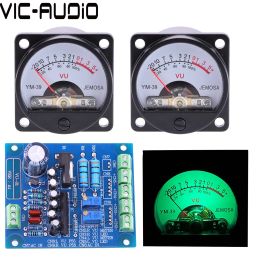 2pcs Panel de 35 mm Vu Medidor 500VU Medidor de presión de sonido+1 PC Vu Nivel de audio Medidor de audio DRC DC/AC 6-12V Entrada
