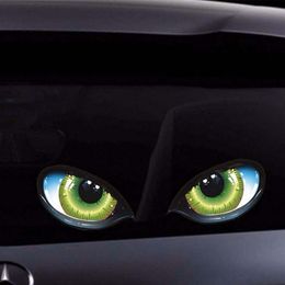 2 pièces 3D autocollant de voiture stéréo réfléchissant yeux de chat Auto autocollants rétroviseur décalcomanies moto
