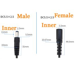 2pcs 5.5 * 2,1 mm 2,5 mm 4.0 * 1,7 mm 3,5 * 1,35 mm câble d'alimentation CC pour la bande LED Monitor de caméra CCTV Câble de câblage adaptateur 25cm