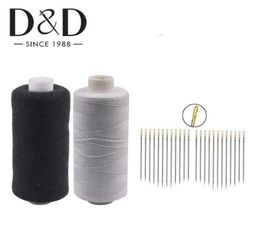 2pcs 500m Filetages de couture en polyester 12pcs Aigne d'auto-filetage aiguilles de couture tissu artisanat bricolage