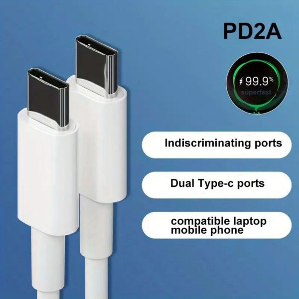 Cable de carga rápida para iPhone 15 Pro Max, 2 unidades, 6,6 pies, USB C a USB C para COMPRAR 1 y OBTENER 2