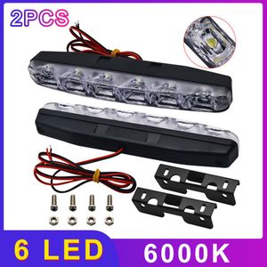 2 pièces 6 LED s feux de jour de voiture style de voiture DRL DC 12V 6000K Source de lumière Automobile Super lumineux ampoule LED étanche