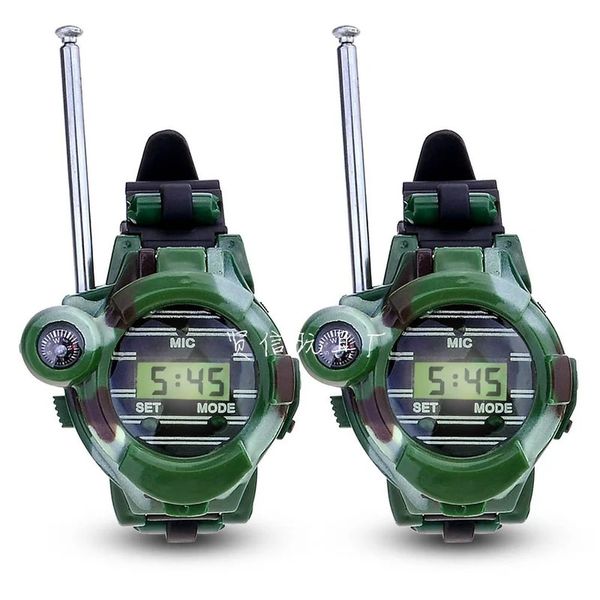 2 pièces 7 en 1 enfants créatif militaire talkie-walkie montre lumineuse boussole interactive jouet pour enfants cadeau Puzzle jouet 240118