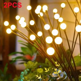 2pcs 8 LED Solar Garden Lights Powered Firefly Outdoor Imperping Dibrant pour la décoration de parcours de patio chaud 240411