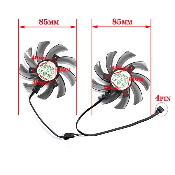 2pcs 85 mm FDC10H12S9-C GA91S2U 4PIN para Tongde GeForce GTX 1070 Ti 1070 1060 1080 GTX1060 Ventilador de tarjeta gráfica dual