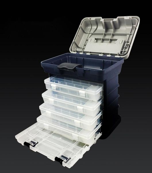 Caja de aparejos de pesca de 4 capas, bandeja de almacenamiento de señuelos, estuche para cebo, organizador de herramientas, Drawer9586640 a granel, 2 uds. Por lote