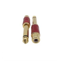 Adaptateur 2PCS 6,35 mm Male Plug à RCA Femme Jack Ts Mono Audio Connector Converter Blue Red