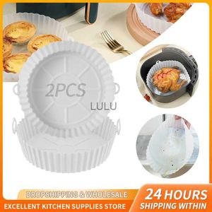 2pcs Air Fryer Silicone Plateau Pizza Poulet Frit Rond Airfryer Silicone Panier Réutilisable Air Fryer Liner Cuisine Accessoires HKD230810