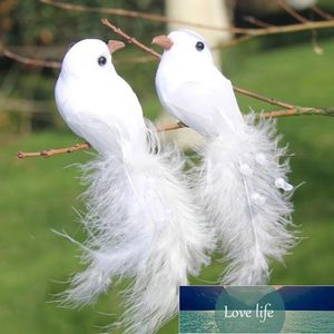 2 stks kunstmatige witte duiven foam veer bruiloft ornament thuis ambachtelijke tafel decor vogel speelgoed bruiloft decoratie tuin accessoires fabriek prijs expert ontwerp