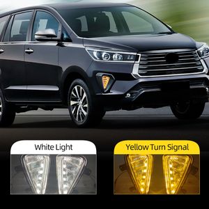 2pcs Auto LED DRL Daytime Running Light pour Toyota Innova 2021 Dynamic Turn Yellow Signal Car Drl Day Light Fog Lampe