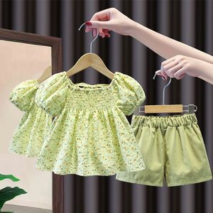 2 unids Baby Girl Smocked Vestido Niños Handemade Smocking Desses con pantalones Infantil Boutique Ropa Niño Vintage Vestidos 210615