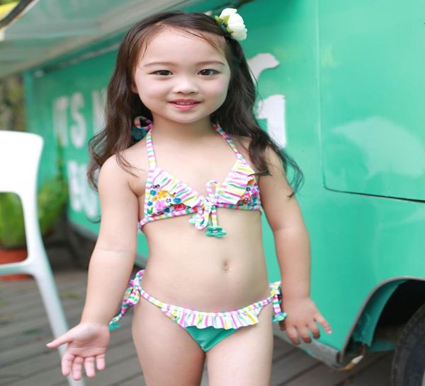 2 uds. Traje de baño para niñas y niños, Tankini, Bikini Floral, traje de baño, conjunto de Bikini de verano para niños, ropa de playa 5137993