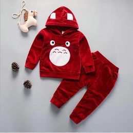 2 stks baby winterkleding set peuter trainingspakken voor kinderen kleding pakken kinderen jongens meisjes cartoon fluweel hoodies broek
