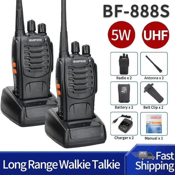 2pcs baofeng bf888s longue gamme walkie talkie uhf 400470mhz jambon bidiodicador transmetteur de la radio pour El Camping 240510