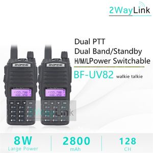 2Pcs Baofeng UV 82 Walkie Talkie 8W 10 KM Radio VHF UHF Ham Amador Walky Talky UV 82 Earpiece 220812gx