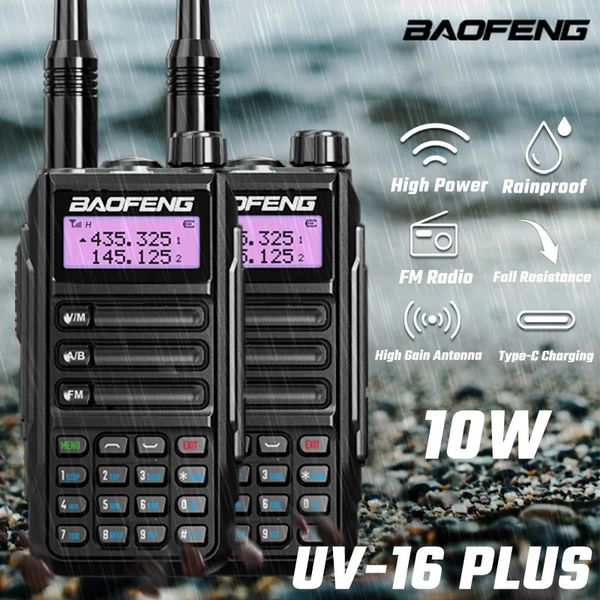 BAOFENG – walkie-talkie UV16 PLUS, émetteur-récepteur portable professionnel longue portée, haute puissance, double bande, Radios de chasse bidirectionnelles, 2 pièces, 240229