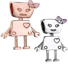 2PCS Batch Europese Bella Robot Charm Machine Girl 925 Sterling Zilver Charm Hanger Kraal VOOR Armband Chain Bangle Ketting Jewelry3315171