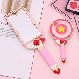 2PCS BEAUTY Handle Mirror Magic Sakura Portable Makeup Anime CardCaptor Star Carte Cosmetic pour les cadeaux 231221