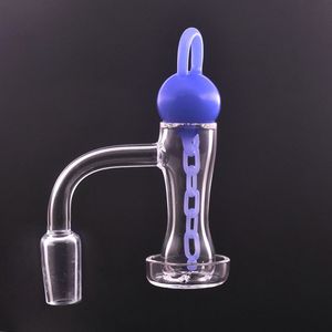 2pcs bord biseauté Quartz Banger Nail avec des chaînes de marbre en verre Cap 10mm 14mm 18mm mâle femelle fumer huile clou tuyau pour Dab Rig Bong livraison gratuite