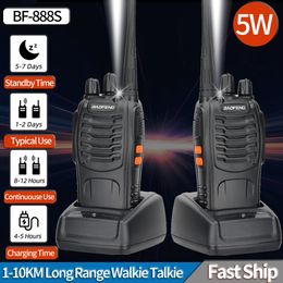 2PCS BF 888S Walkie Talkie UHF 400 470MHz 888s Lange Afstand Twee Manier Ham Radio Transceiver voor Jacht Hotel