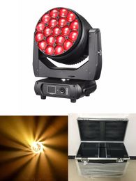 2 stks big eye led bewegende kop zoom licht 19x40 w rgbw 4in1 pixel controle beam led bewegende fase wash party lamp met flycase