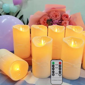 2pcs grandes bougies LED avec minuterie Remote Flamering Flame Christmas Gandle for Wedding Home Decoration TEA LUMES SOFFICATION 240430