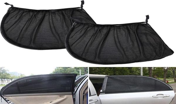 2pcs Black Car Worwing Clear de la voiture arrière Couvercle du soleil rideau UV Protection UV Bouclier Soleil Mesh Auto Sunshade UV Protection Réglable 4296990