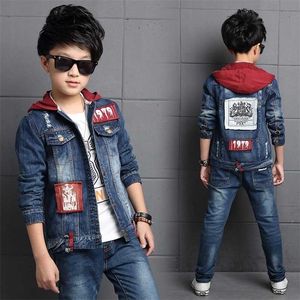 2 uds., chaqueta para niños, pantalones vaqueros, conjunto de ropa de mezclilla, ropa de abrigo para niños, azul, 3, 4, 6, 8, 10, 12 años, ropa para niños OKS195008 211025