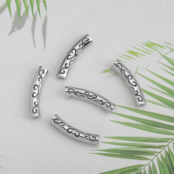 2pcs en laiton en laiton plaqué micro pave cz talon de tube incurvé perle pour collier de bracelet bricolage bijoux de fabrication d'accessoires