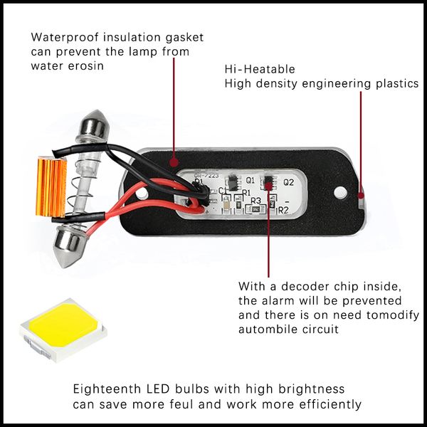 2pcs canbus sin error luces de matrícula LED para Mercedes-Benz W164 X164 W251 V251 ml Número de automóvil de clase GL r Lámpara blanca