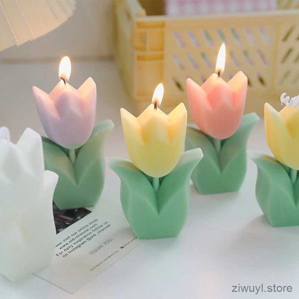 2 velas perfumadas de tulipán, linda vela de aromaterapia, velas estéticas decorativas, decoración para fiesta de cumpleaños y boda, regalo de vacaciones