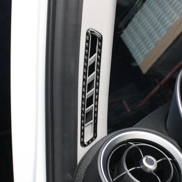 2 uds., cubierta de marco de ventilación de salida de aire acondicionado de pilar A para coche, estilo embellecedor para Alfa Romeo Giulia 2017 18, pegatinas de fibra de carbono para coche