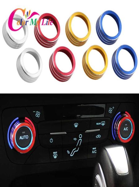 Couvercle d'anneau de bouton de commande de chaleur AC de voiture, 2 pièces, pour Ford Focus 3 MK3 2014 2015 2016 2017 Sedan ST, accessoires 4667104