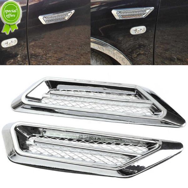 2 pièces voiture Chrome 3D autocollants flux d'air garde-boue voiture côté évent décoration Air aile couverture voiture style grille décalcomanie accessoires