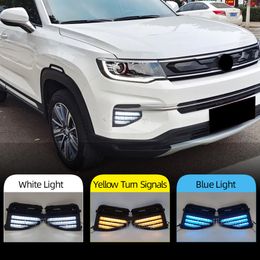 2 Stuks Auto Dagrijverlichting Fog Cover Light Voor ChangAn CS35 Plus 2018 2019 2020 2021 Drl Met Vloeiende richtingaanwijzer