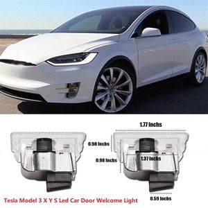 2 stks autodeur schaduwlicht voor Tesla Model 3 Y LED Projector Laser Lamp Ghost Decoratieve lichten Accessoires voor Model S X309S