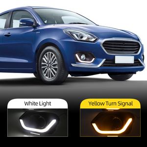 2 stks voor Suzuki Dzire 2017 2018 2019 Yellow Turn Signal Relay Car DRL Lamp LED Daytime Running Light Daylight Fog Light