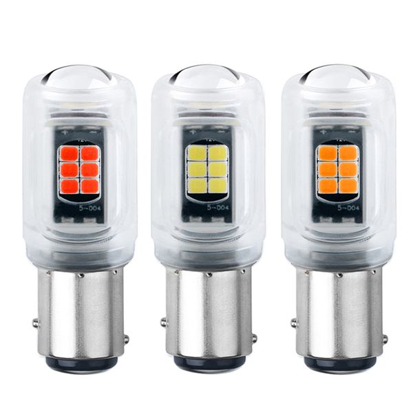 Ampoules Led pour voiture, 2 pièces, 1156 BA15S P21W 1157 Bay15d P21 5w 3030 16SMD, clignotant, feu de stationnement inversé automatique, coque en verre blanche