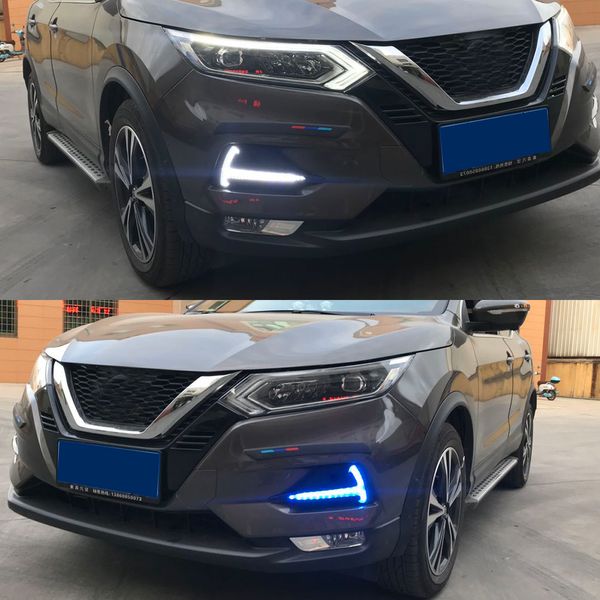 2Pcs Auto LED Tagfahrlicht Dynamische Gelb Signal DRL Nebel Lampe Für Nissan Qashqai 2019 2020 2021 2022248C